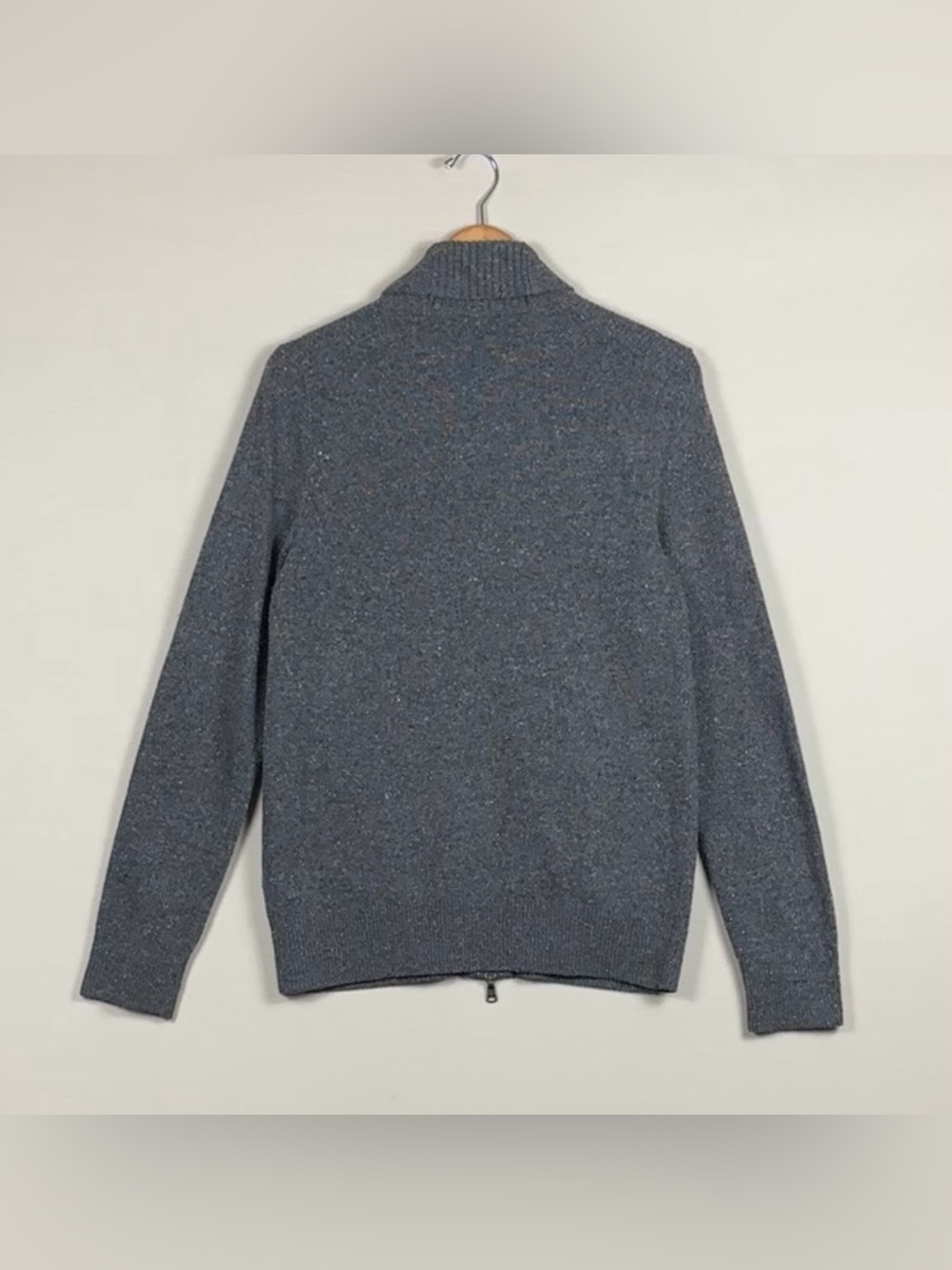 Banana Republic Men’s Wool Silk Shawl Collar Full Zip Cardigan Sweater Grey M - Picture 4 of 6